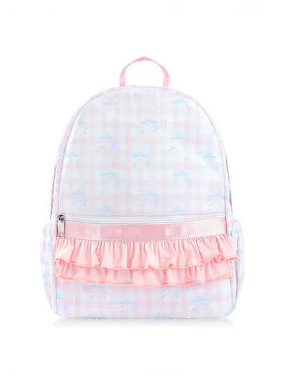 Cross-Border Cute Bow Floral Backpack Cute Pink Ruffle Decoration Large Capacity Portable Student Backpack