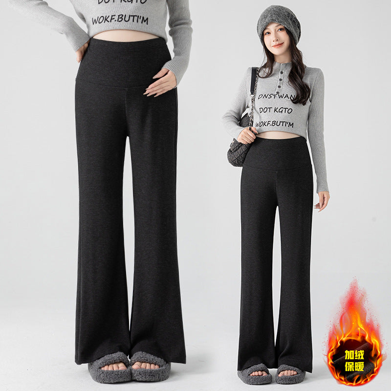 New Pregnant Women's Pants Autumn Loose Micro-flared Pants Autumn and Winter fleece-lined Thickened Pants Small Pregnant Women's Pants