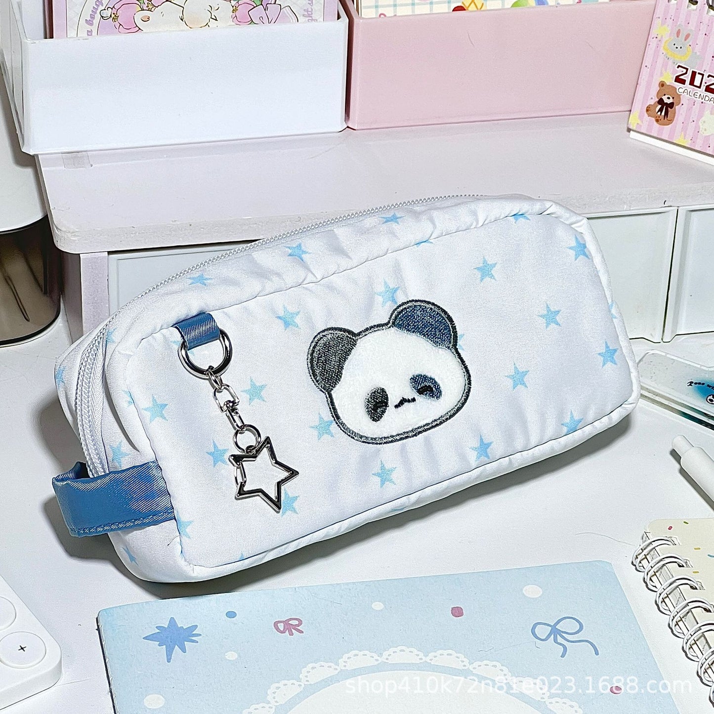 Japanese-Style Cute Star Red Panda Pencil Case Ins High-Value Stationery Box for Middle and Elementary School Students Large Capacity Storage Bag