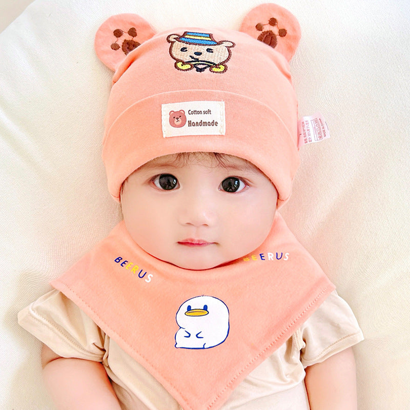 Katu Bear Infant Hat Spring & Fall 3-6-12 Months Male and Female Baby Pullover Hat Cotton 100-Day Sleeping Hat