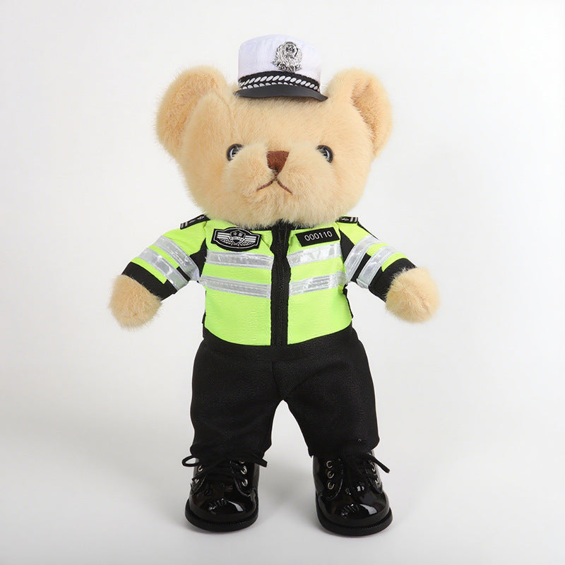 Police Bear Doll Traffic Police Bear Doll Uniform Fire Suit Teddy Bear Plush Toy Internet Red Bear Doll