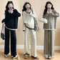 Spring 2025 New Pregnant Mother plus size V-neck Contrast Color Stitching Knitted Lazy Elegant Fashion Loose suit
