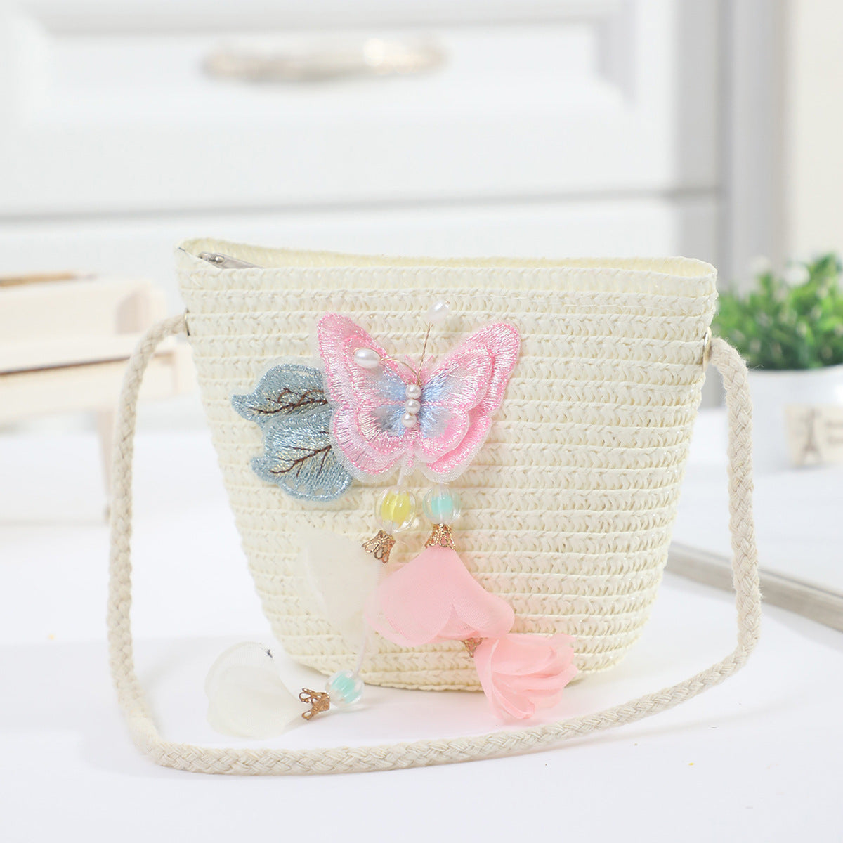 Cross-border New Children's Bag Spring and Summer New Children's Crossbody Bag Handmade Straw Satchel Travel Mini Coin Purse