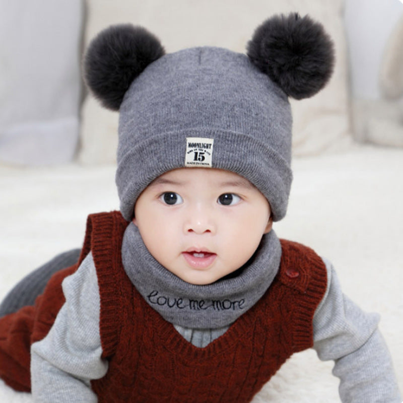 Factory direct supply knitted cap net red explosion children's cap fur ball cap baby ear warm cap wholesale custom hat