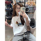 Summer Nursing Clothes Without Zippers for Going Out, Hot Mom Style Pure Cotton Thin Summer Towel Embroidered Puppy Feeding Tops