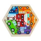 Cross-Border Children's Wooden Three-Dimensional Hexagonal Puzzle Animal Transportation Puzzle Building Blocks Early Education Educational Toys