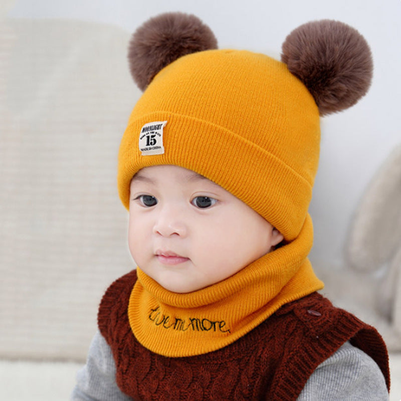 Factory direct supply knitted cap net red explosion children's cap fur ball cap baby ear warm cap wholesale custom hat