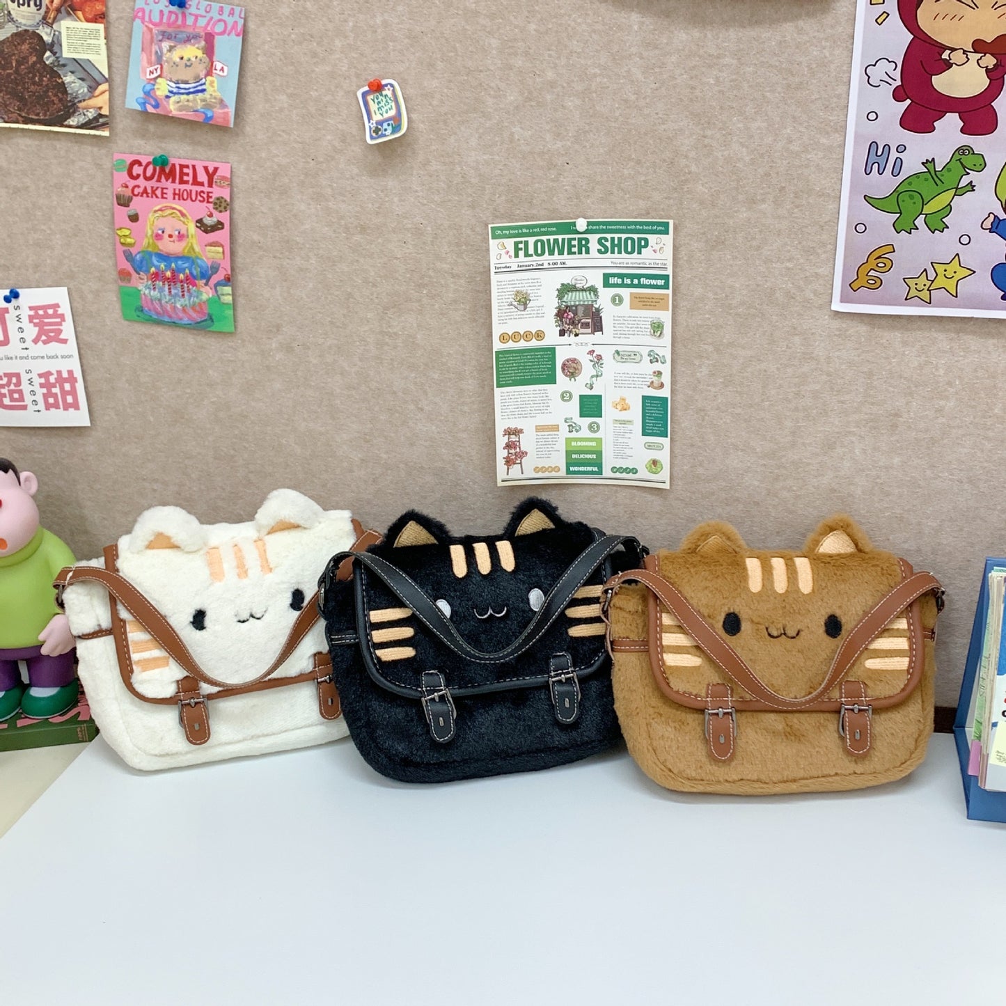 Cute Cat Plush Small Bag Shoulder Bag New Online Popular High Color Value Cartoon Plush Doll Handbag Women's Bag