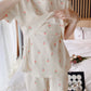 Spring and Autumn Cotton Short Sleeve Suit with Chest Pad Three-Piece Breastfeeding Pajamas Summer Pregnant Women Feeding