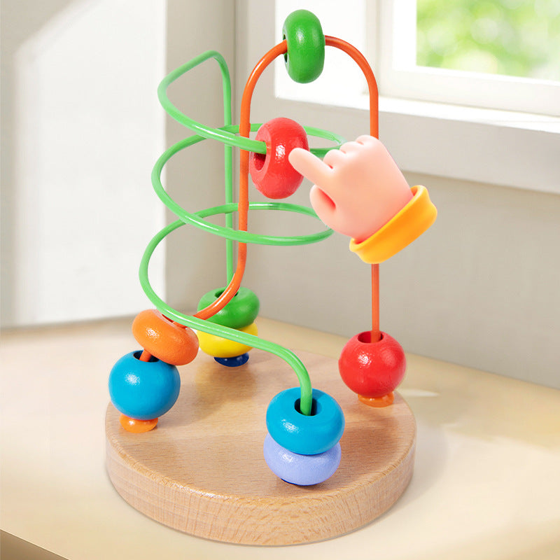 Children's Early Education Second-Line and Third-Line Bead Puzzle Beaded Hand-Eye Coordination Animal Maze Track Trailer Wooden Toy