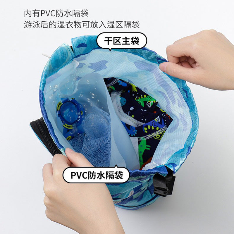 Children's Swimming Storage Bag Dry and Wet Separate Waterproof Wash Storage Bag Student Children's Cute Beach Backpack