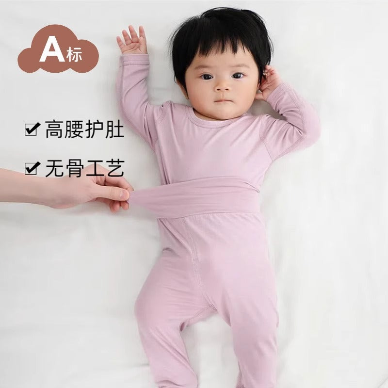 Category a Modal Infant Home Clothing Set High Waist Belly Protection Baby Long Sleeve Pajamas Air Conditioning Clothes Autumn Clothes Autumn Pants