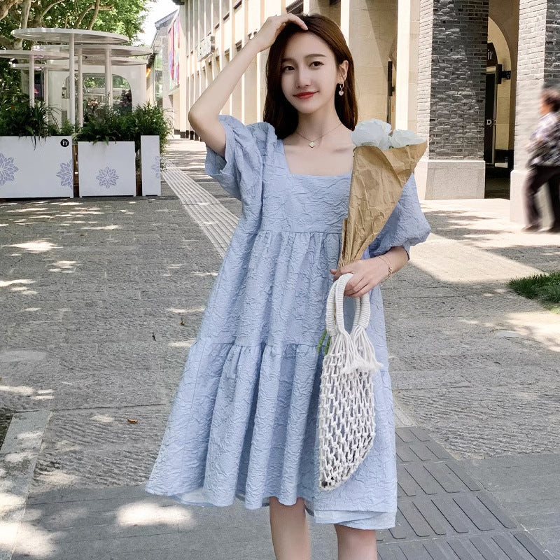Summer Maternity Dress Short-sleeved Elegant Outer Wear dress Loose All-match plus size Fashion High-end Sense Not-to-show Top