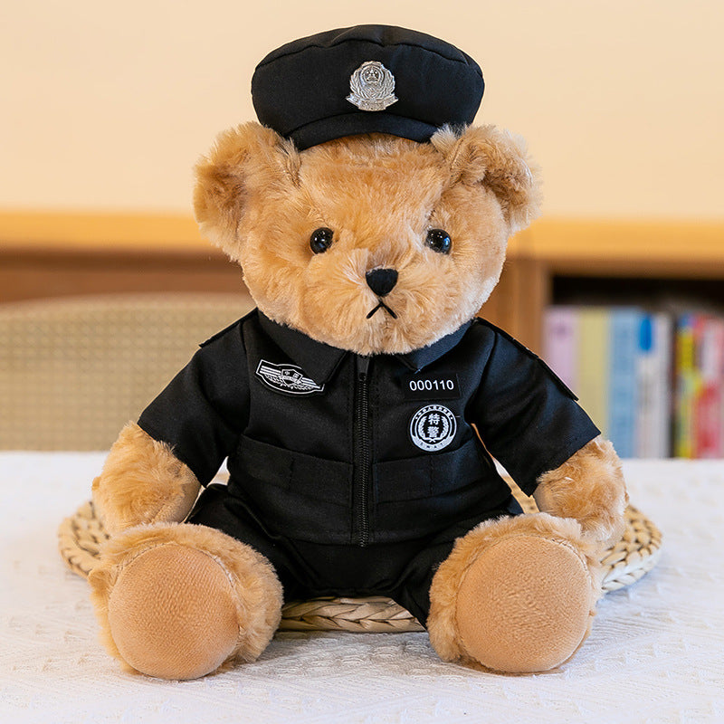 Police Bear Doll Traffic Police Bear Doll Uniform Fire Suit Teddy Bear Plush Toy Internet Red Bear Doll