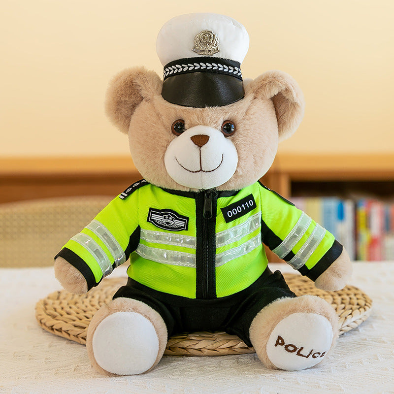 Police Bear Doll Traffic Police Bear Doll Uniform Fire Suit Teddy Bear Plush Toy Internet Red Bear Doll