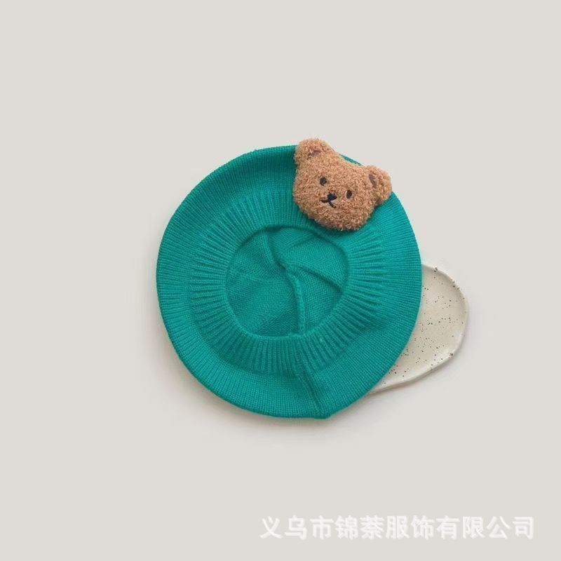 Spring and Autumn Korean Style Baby Boy and Girl Candy Color All-match Knitted Beret Children's Western Style Casual Wool Hat Paintler Hat
