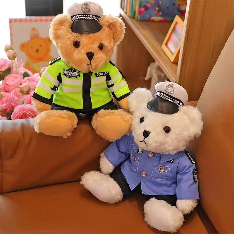 Police Bear Doll Traffic Police Bear Doll Uniform Fire Suit Teddy Bear Plush Toy Internet Red Bear Doll