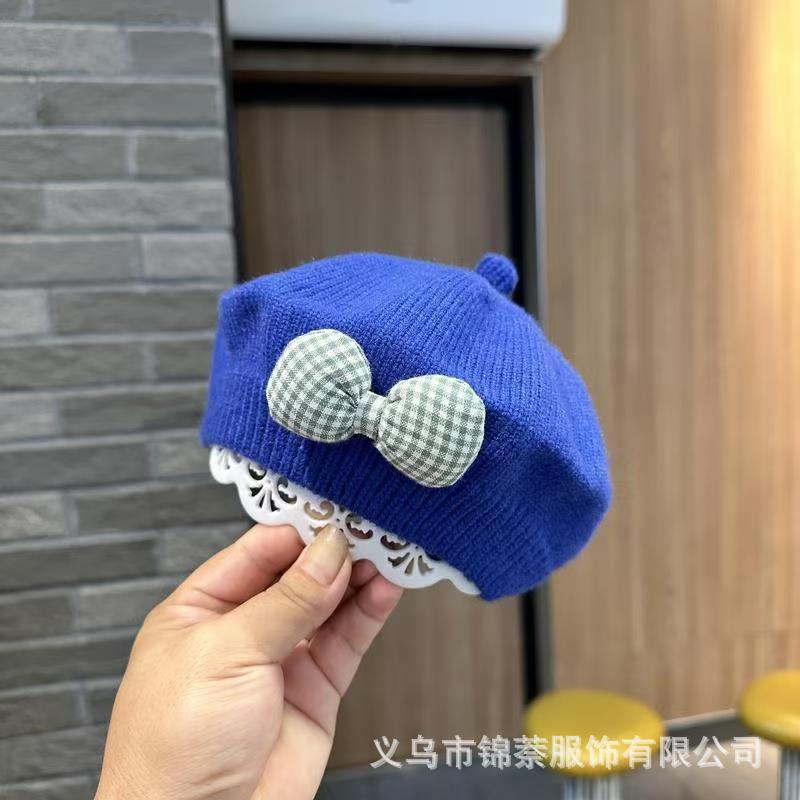 Spring and Autumn Korean Style Baby Boy and Girl Candy Color All-match Knitted Beret Children's Western Style Casual Wool Hat Paintler Hat