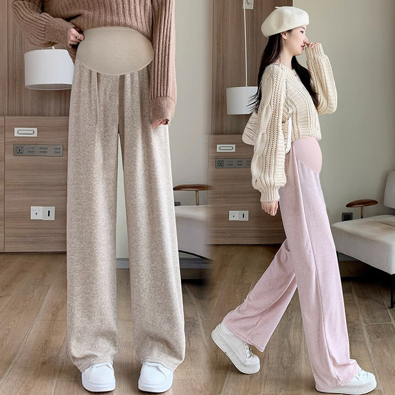 In stock multi-color optional autumn and winter New fleece-lined pregnant women's pants casual Internet celebrity towel pants fashionable drop-down mop pants