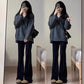 in stock pregnant women autumn and winter new suit fashion casual top + black knitted pants