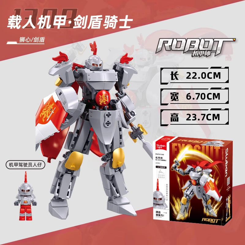 Little Luban Building Blocks Children's Educational Assembled Car Model Transforming Mecha Robot Compatible with Lego Boy Toys