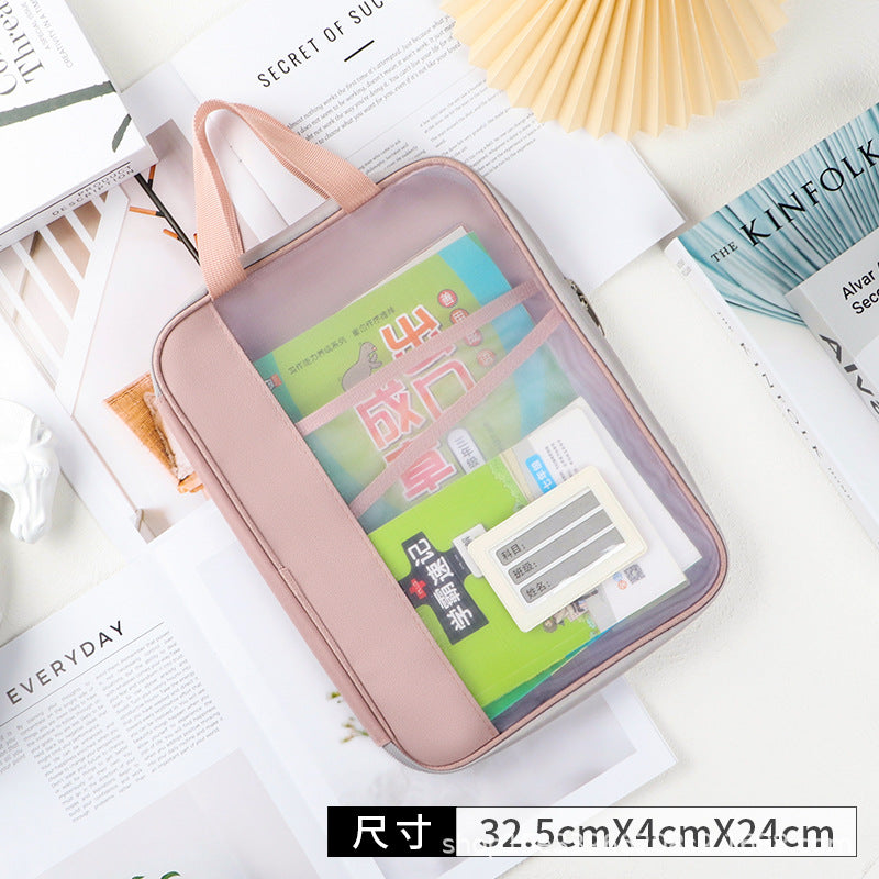 Factory Spot L-Shaped File Bag, Transparent File Bag, Handbag, Student Tutoring Bag, Test Paper Homework Bag, Study Bag