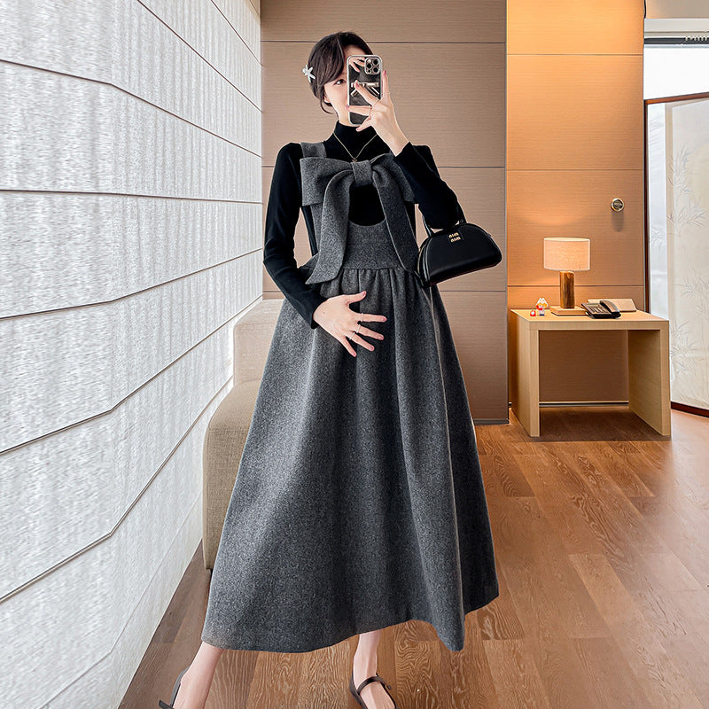 Pregnant women autumn 2024 new fashion suit western style fashionable high sense strap skirt autumn and winter pregnant women dress