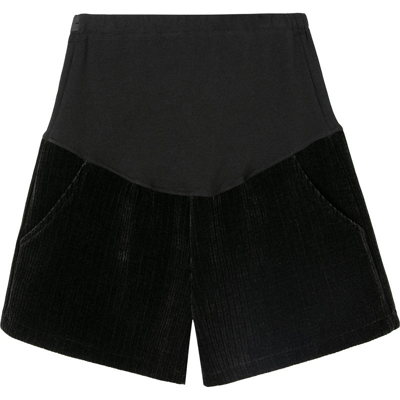 Pregnant women's pants autumn and winter chenille corduroy new shorts with socks pants wide leg shorts