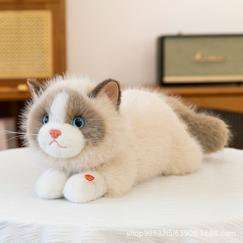 Cross-Border Simulation Cat Plush Toy, Cute Kitten Doll, Lying Cat Living Room Decoration, Children's Gift Wholesale