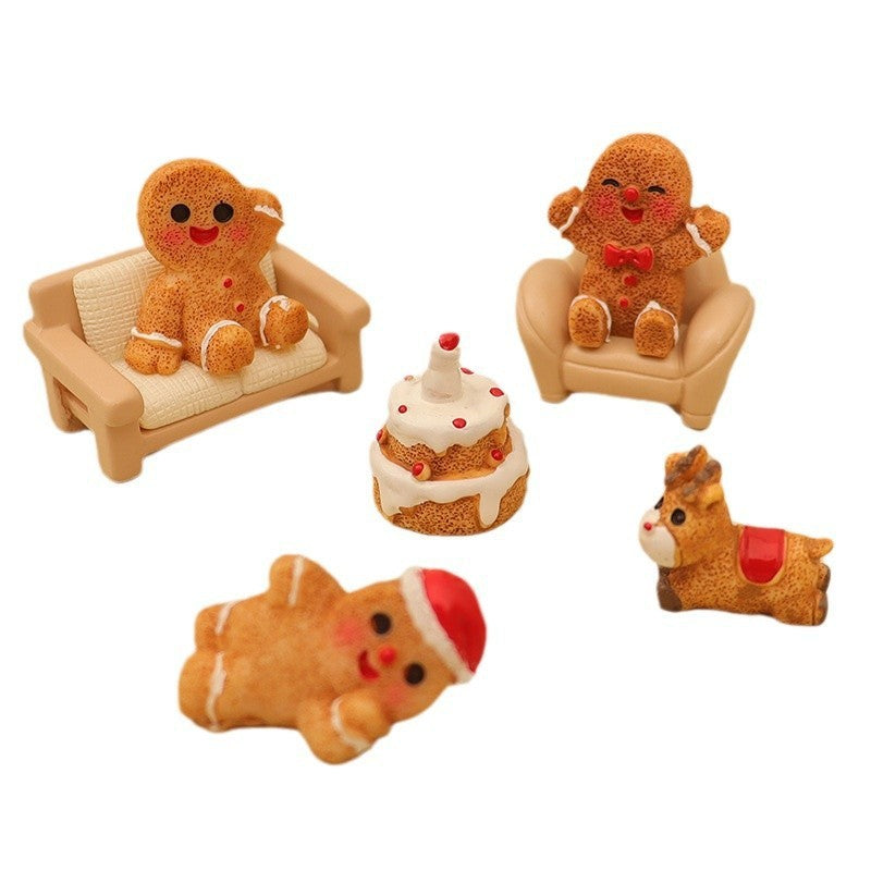 Dollhouse Doll House Snowman Christmas Tree Ginger Biscuit Man Decoration Scene Ornaments Model Christmas Wreath