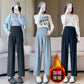 Pregnant Women's Pants Cropped Pants Sticky Rice Pants Autumn and Winter fleece-lined Thickened Loose All-match Wide-leg Pants Sagging Slimming Granny Pants