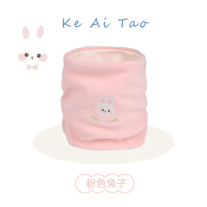 Cute Taobao baby collar autumn and winter fleece-lined thickened children's scarf outdoor windproof scarf pullover de Velvet cartoon
