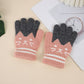 Winter Kidsren's Gloves Are Warm and Velvet to Prevent Cold. Primary School Students Write Boys and Girls Baby Sets Jacquard Gloves Kittens
