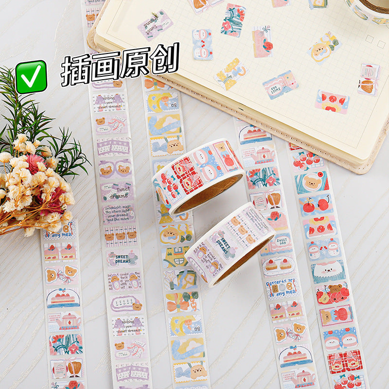 Liyuan Original Cartoon Stamp Illustration Stickers Cute Little Nose Decoration Sealing Stickers Handbook Material Roll Stickers