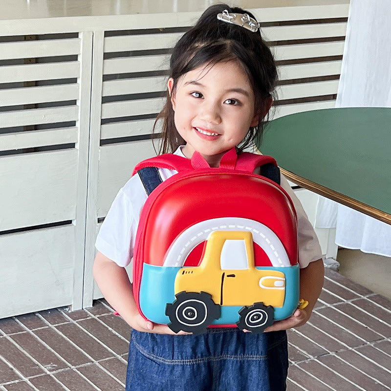 New Children's Schoolbag Kindergarten Schoolbag Primary School Student Schoolbag Cute Anime Car Boys and Girls Eggshell Backpack