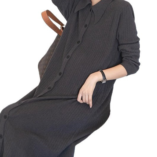 Pregnant women autumn dress 2024 new fashion French sweet doll collar knitted dress