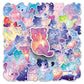 50 Original Watercolor Starry Sky Cat Stickers Hand-Painted Without Infringement Cute Ins Style Cat Notebook Stickers