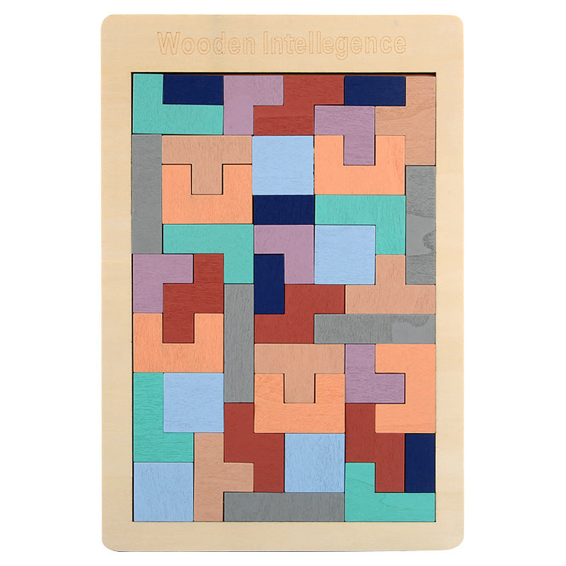 Factory Wooden Early Education Boys and Girls Accumulates Tetris Jigsaw Puzzle 3456-year-old Children's Educational Toys