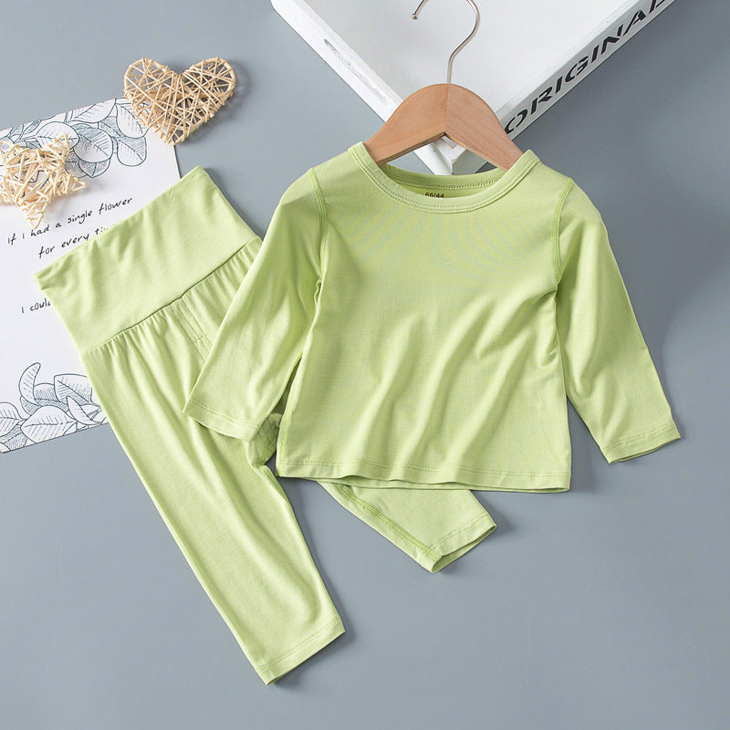 Category a Modal Infant Home Clothing Set High Waist Belly Protection Baby Long Sleeve Pajamas Air Conditioning Clothes Autumn Clothes Autumn Pants