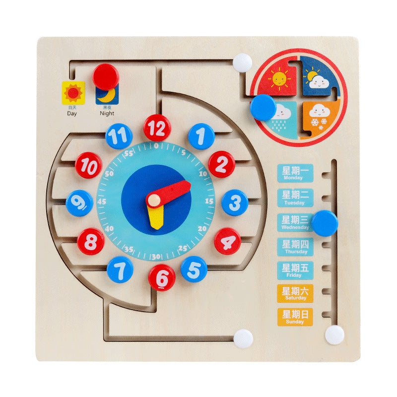 Children's Clock Teaching Aids Montessori Calendar Clock Board Children's Learning Time Clock Cognition Kindergarten Early Education Toys