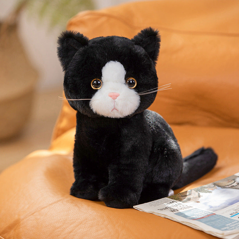 Cute Artificial Cat Doll Plush Toy Black Cat Doll White Cat Orange Cat Rag Doll Girl Birthday Gift for Kidsren