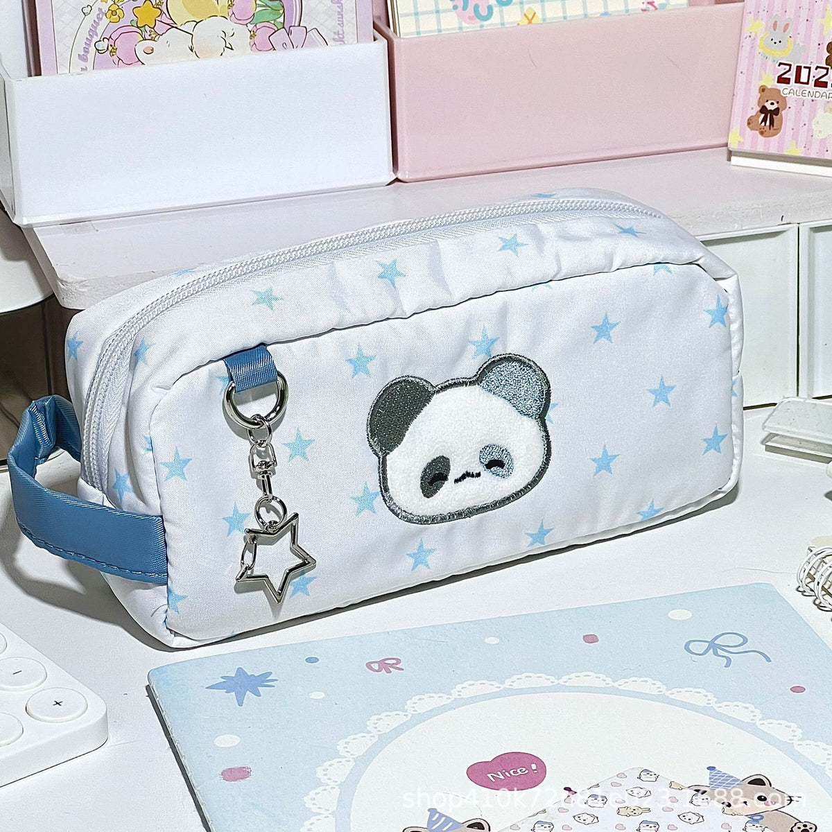 Japanese-Style Cute Star Red Panda Pencil Case Ins High-Value Stationery Box for Middle and Elementary School Students Large Capacity Storage Bag