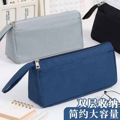 Cross-Border Pencil Bag with Printed Logo, Portable Stationery Bag for Primary and Secondary School Students, Practical and Durable Advertising Pencil Case Oxford Cloth