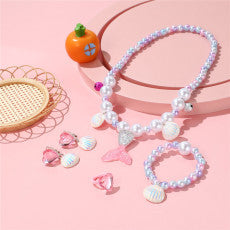 mermaid necklace diy pearl non-allergic beaded suit children cute mermaid princess necklace jewelry