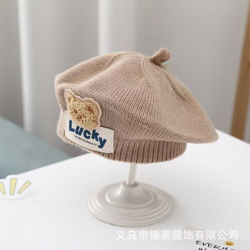 Spring and Autumn Korean Style Baby Boy and Girl Candy Color All-match Knitted Beret Children's Western Style Casual Wool Hat Paintler Hat