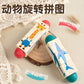Cecpc Kidsren's Early Education Rotating Building Block Puzzle Baby Animal and Fruit Cognition Wooden Educational Toys for 1-2-3 Years Old