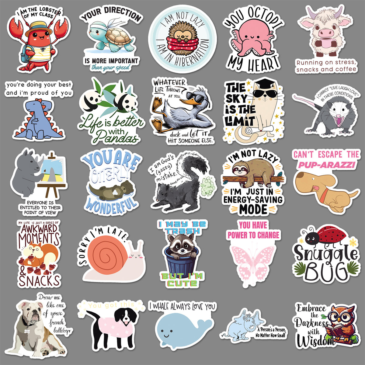 50 cartoon animal quotation stickers text creative graffiti notebook mobile phone book goo card suit stickers