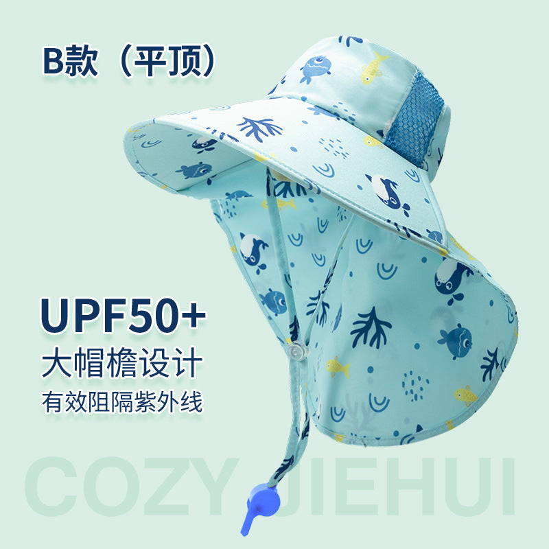 Children's Sunscreen Hat Summer Anti-UV Sun Hat for Boys Breathable Big Brim Girl's Fisherman Hat Sun Hat Thin