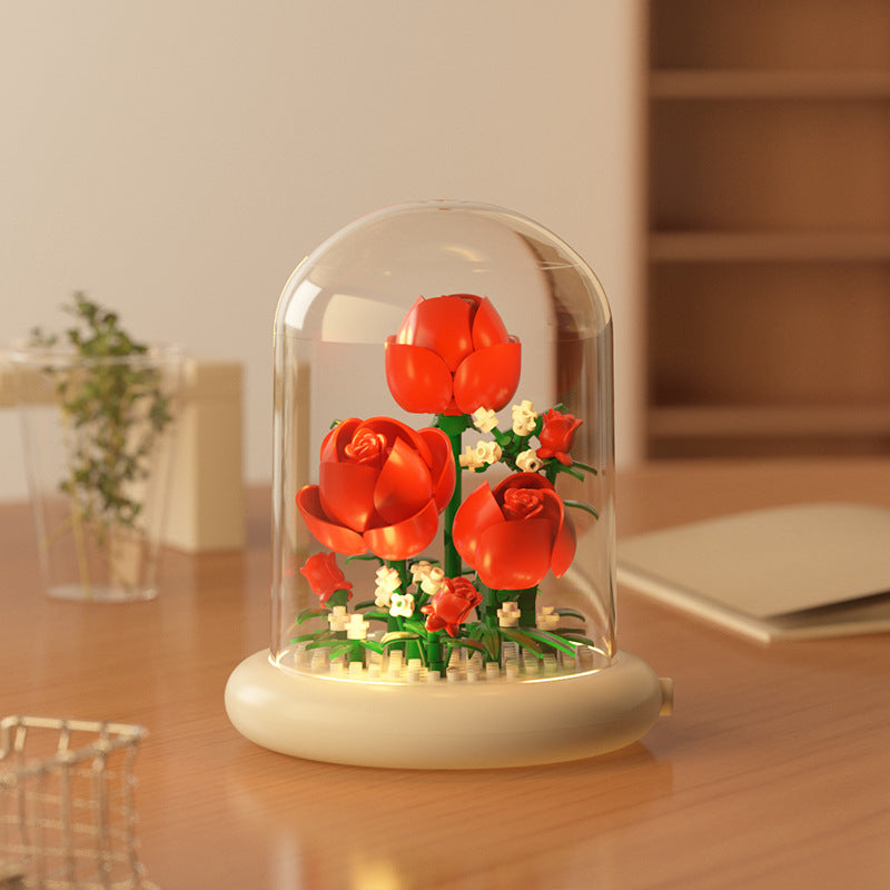 [wholesale generation] simulation of eternal flowers lily rose blocks compatible with Lego toy ornaments Valentine's Day gift