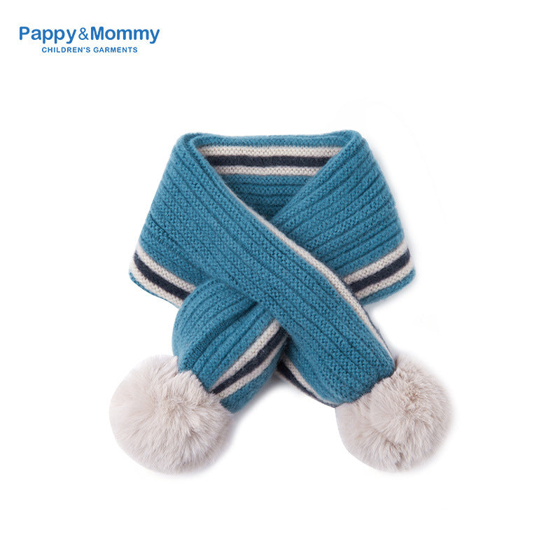 Babamama children's scarf winter thick warm jacquard love boy's scarf baby girl's thickened scarf scarf